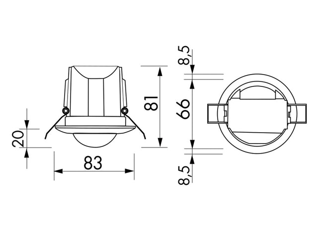 Bewegungsmelder UP 360°                           110-240V rws glz IP23