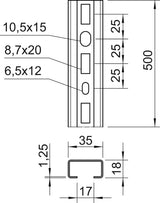 BETTERMANN C-Profilschiene ST 17mm CML3518P0500FT 500x35x18mm D1,25mm