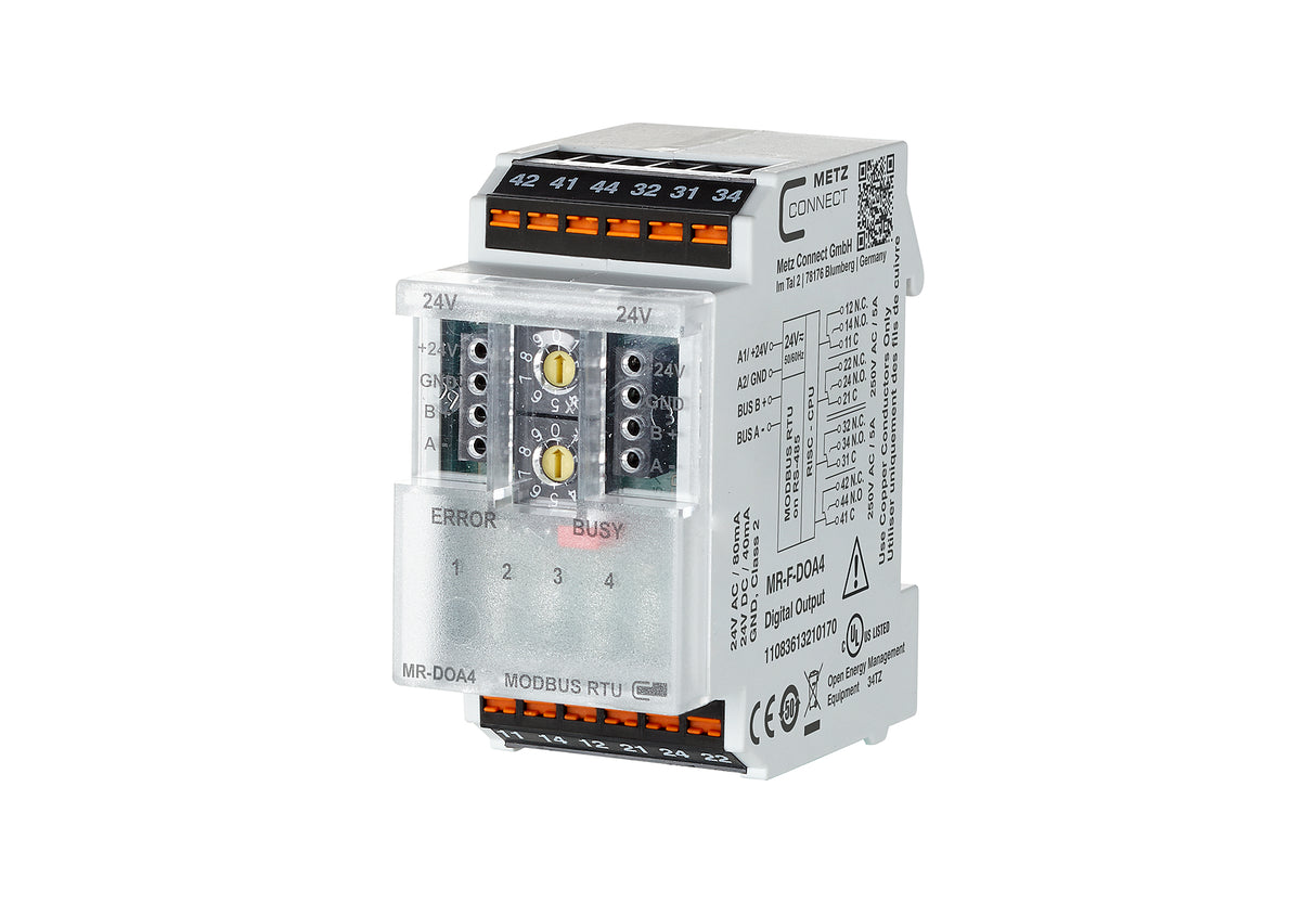METZ CONNECT Schaltaktor Modbus REG 2TE 11083613210170 4f 5A 22-26V Handbedien