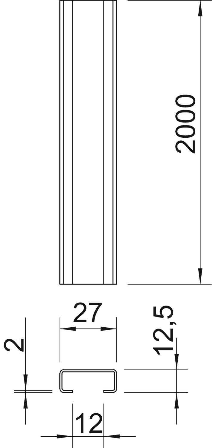 BETTERMANN C-Profilschiene ST 12mm D2mm CL2712UP2000BK 2000x27x12,5mm