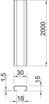 BETTERMANN C-Profilschiene ST 16mm CM3015UP2000FS 2000x30x15mm D1,5mm