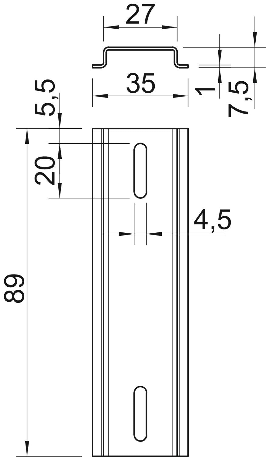 BETTERMANN Tragschiene ST vz 35/7,5mm 2069 T60 FS L89mm
