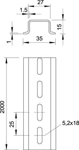 BETTERMANN Tragschiene ST vz 35/15mm 2069 15 1.5 FS L2000mm