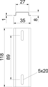 BETTERMANN Tragschiene ST 35/7,5mm 2069 X06 FS L118mm