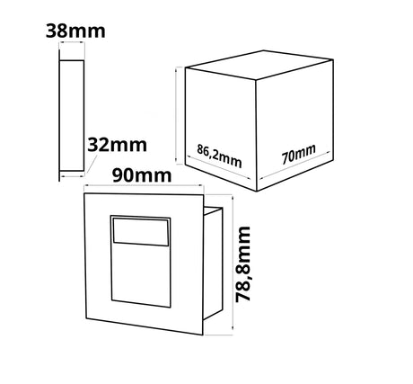 LED Einbauleuchte rechteckig IP44 Edelstahl 1W warmweiß inkl. Einputzdose - Beleuchtung