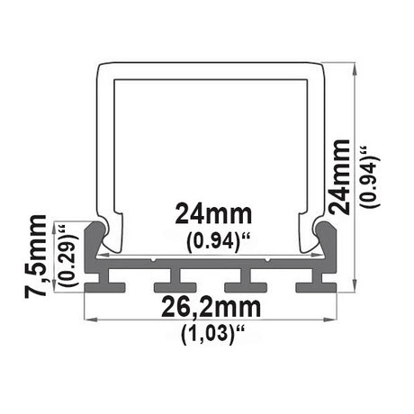 Abdeckung eckig frosted für Profil WING L: 200cm - Beleuchtung