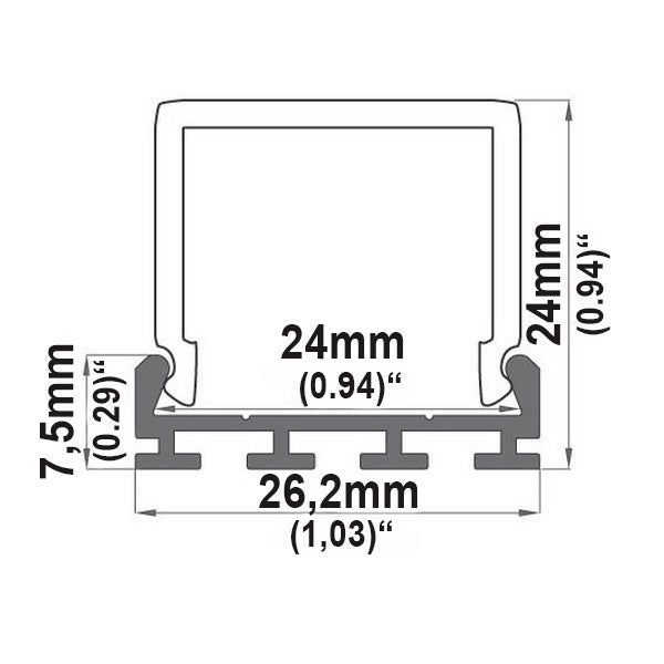 Abdeckung eckig frosted für Profil WING L: 200cm - Beleuchtung