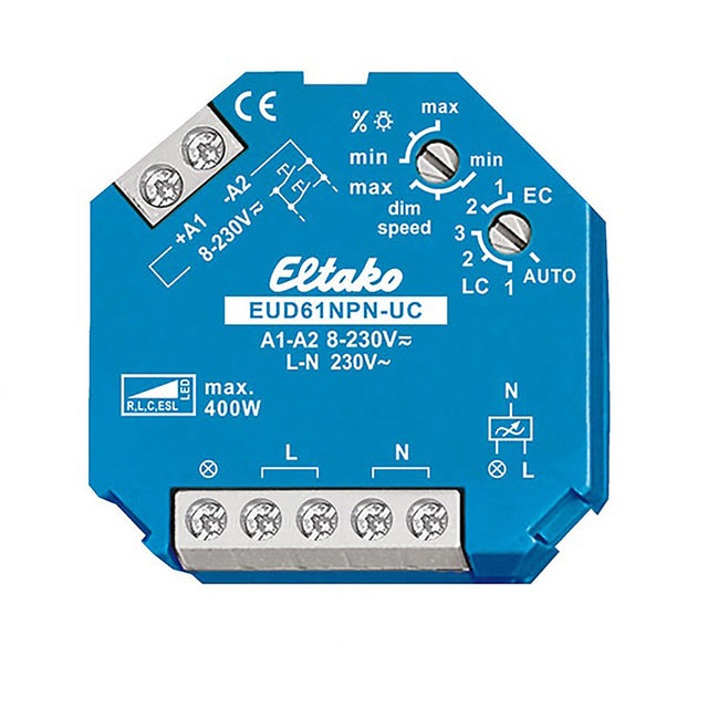 Modus AUTO für alle Lastarten ohne Mindestlast / 400W Maximallast, Modus LC1 (mit Maximallast 100W) für LED Leuchtmittel welche im Modus AUTO ein problematischen Dimmverhalten zeigen, Achtung: kapazitive + induktive Lasten nicht mischen, keine sekundärseitige Lastabschaltung zugelassen, Maximalleistung sollte nur bis max. 90% ausgereizt werden. Installation und Anschluss ausschließlich Spannungsfrei durchführen!
