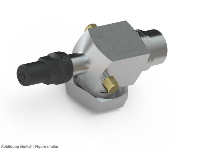 Rotalockventil 1-1/4"-18mm ohne Dichtungm. 2 Mess-Stutzen,Manometeranschl.rechts