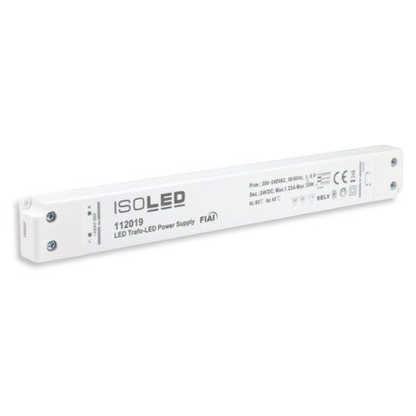 24 V/DC LED Netzteil mit MM- und F Zeichen - ideal für direkte Montage auf normal entflammbaren Oberflächen wie z.B. Holz. Extrem flach und schmal. Geschützt gegen Überstrom, Kurzschluss, Übertemperatur. Temperaturbereich: -20°C bis +50°C (tc=80°C). Kennzeichen: TÜV, SELV, MM, F, Schutzklasse 2, IP20