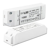 12 V/DC LED Netzteil mit MM- und F Zeichen - ideal für direkte Montage auf normal entflammbaren Oberflächen wie z.B. Holz. Geschützt gegen Überstrom, Kurzschluss, Übertemperatur. Temperaturbereich: -20°C bis +50°C (tc=80°C). Kennzeichen: SELV, MM, F, Schutzklasse 2, IP20