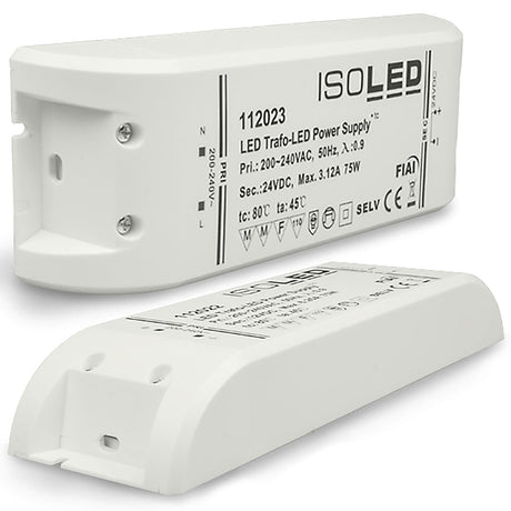 24 V/DC LED Netzteil mit MM-Zeichen - ideal für direkte Montage auf normal entflammbaren Oberflächen wie z.B. Holz. Geschützt gegen Überstrom, Kurzschluss, Übertemperatur. Temperaturbereich: -20°C bis +50°C (tc=90°C). Kennzeichen: SELV , MM , Schutzklasse 2, IP20