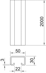 BETTERMANN C-Profilschiene ST 22mm D3mm MS5030UP2000FT 6000x50x30mm