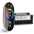 Controller: PWM Ausgang max. 18A (432W bei 24V - 216W bei 12V), 433MHz, Fernbedienung: EIN/AUS Funktion, RGB Spektrum über Touch wählbar, Dimmfunktion, Farbwechsler Geschwindigkeit einstellbar, exkl. Batterien 3xAAA. Reichweite der FB bis zu 20m, FB: 113,5x55,5x22,5mm, letzte Einstellung bleibt auch bei Trennung vom Netz erhalten