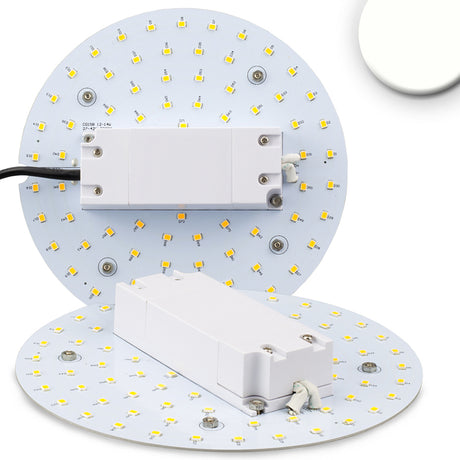 LED Platine mit 4 Magnethaltern, Platinenstärke 3mm, geeignet z.B. für Nurglasleuchten mit Metall oder Blech Montageplatte, inkl. vormontiertem Trafo 330mA, 27-42V