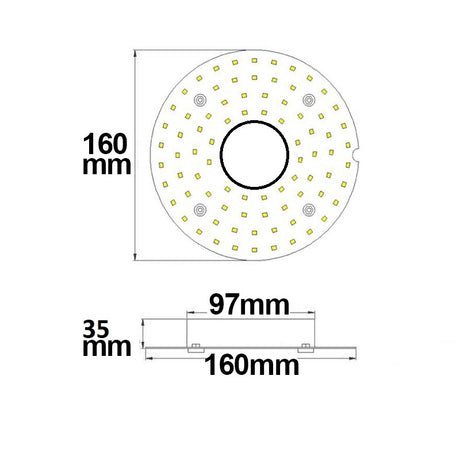 LED Umrüstplatine 160mm 14W warmweiß mit Haltemagnet und HF-Bewegungssensor - Beleuchtung