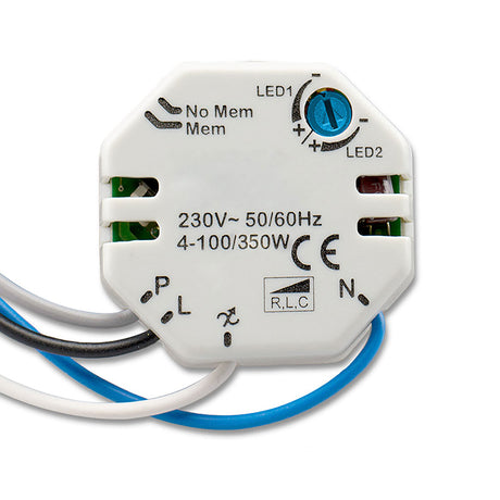 Modus LED1 (Phasenanschnitt) für dimmbare 230V LED Leuchtmittel mit Mindestlast 4Watt / Maximallast 100W, Modus LED2 (Phasenabschnitt) für Trafos ohne Mindestlast / Maximallast 300W, Achtung: kapaz.+indukt. Lasten nicht mischen, keine sekundärseitige Lastabschaltung zugelassen, Maximalleistung sollte nur bis 90% ausgereizt werden. Installation und Anschluss ausschließlich Spannungsfrei durchführen!