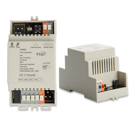 Frequenz 434MHz/868MHz, 1 Zone Single-Color / RGB+W / weißdynamischer Sequenzer, kann von bis zu 5 verschiedenen Sys-One Controllern angesprochen werden. Programmierung bleibt auch nach Abschalten der Stromzufuhr erhalten. Installation und Anschluss ausschließlich Spannungsfrei durchführen!