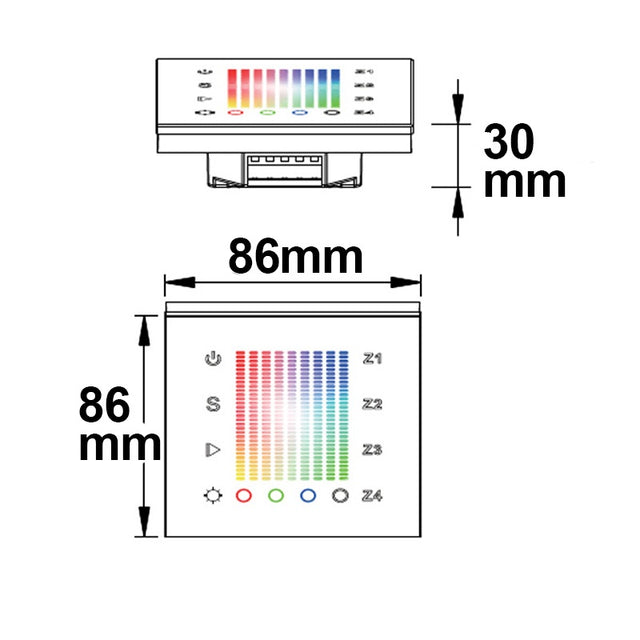 Sys-One RGB + W 4 Zonen Einbau-Touch-Fernbedienung 230V AC - Beleuchtung