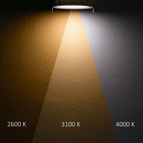 LED Downlight, 15W, ultraflach, ColorSwitch 2600|3100|4000K, dimmbar