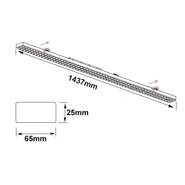FastFix LED Linearsystem S Modul 1,5m 25-75W 5000K 180lm/W 25° rechts DALI dimmbar - Beleuchtung