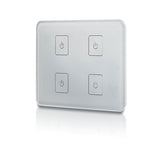 4 Zonen Funk-Wandeinbau-Controller, benötigt 230V Versorgungsspannung, kann auf beliebig viele Sys-One Sequenzer sowie Sys-One Dimm- und Switch-Aktoren in einem gemeinsamen Funkempfangsbereich (max. 30 Meter) eingelernt werden. Programmierung bleibt auch nach Abschalten der Stromzufuhr erhalten