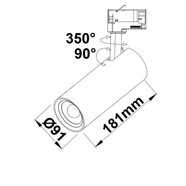 3-PH Schienen-Strahler 28W 15° schwarz neutralweiß - Beleuchtung