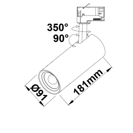 3-PH Schienen-Strahler 28W 60° schwarz matt 3000K - Beleuchtung