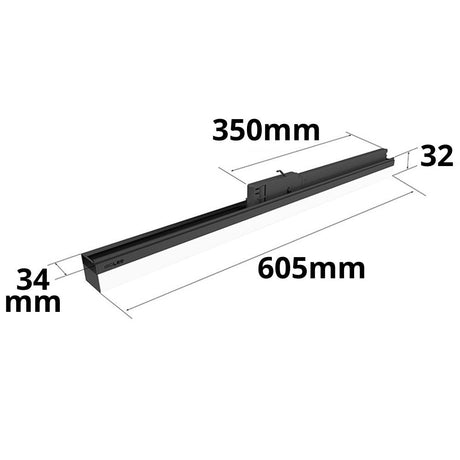 3-Phasen Linearleuchte 600mm 20W 110° schwarz matt 4000K - Beleuchtung