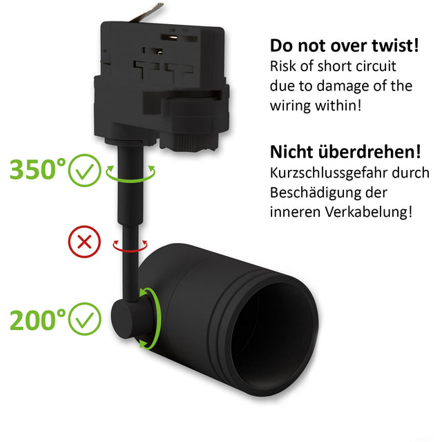 3-Phasen Schienen-Adapter für GU10-Spots schwarz matt - Beleuchtung