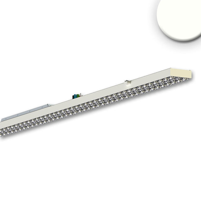 3phasig schaltbar, inkl. fünf vormontierte und austauschbare Linsenoptiken sowie LED-Platinen mit je 33 Hochleistungschips, Schnellverriegelung zur Befestigung in Balkenaufnahme Art.Nr. 113934/113948