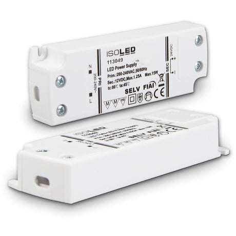 LED Trafo 12V/DC, 0-15W, SELV, ultraflach, schmal