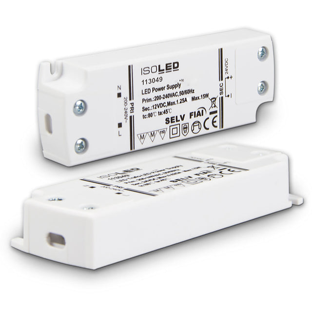 LED Trafo 12V/DC, 0-15W, SELV, ultraflach, schmal