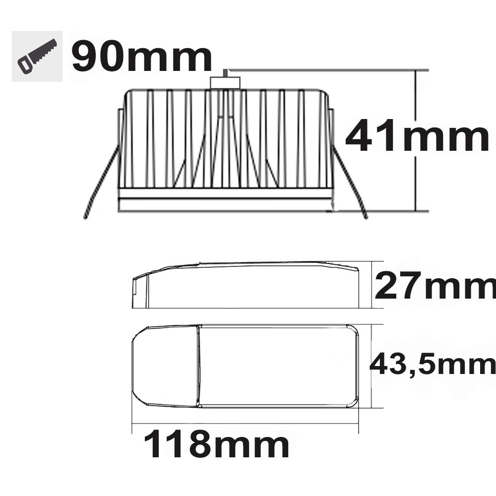 LED Einbaustrahler Sys-90 12W ColorSwitch 3000|4000K dimmbar (exkl. Cover) - Beleuchtung