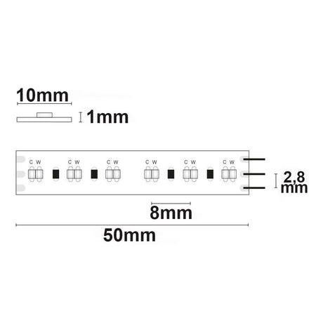 LED CRI923/950 Linear10 CCT Flexband 24V DC 10W ww + 10W kw IP20 5m Rolle 240 LED/m - Beleuchtung