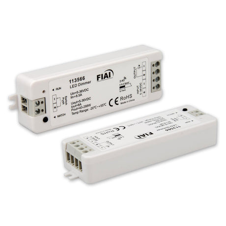 Sys-Eco/Pro PWM-Dimmer einlernbar auf bis zu 10 Sys-Pro Fernbedienungen, Mesh-Transceiver - gibt das Signal zum nächsten Receiver max. 30 Meter weiter, PWM Frequenz 500Hz. Installation und Anschluss ausschließlich Spannungsfrei durchführen!