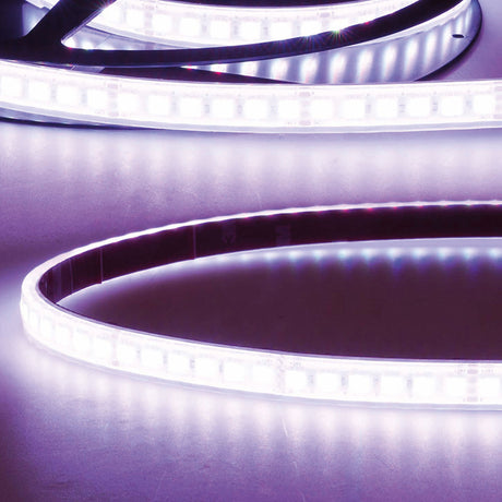 Trennstelle: 50mm mit je 6 SMD | Pitch (Lichtpunkt Mitte-Mitte): 8,33mm | 1 Einheit (Rolle) = 5m | max. Flexbandlänge pro Einspeisung: 10m | Längentoleranz + Wärmeausdehnung: 1% | kein Kühlprofil erforderlich | inkl. 3M 300LSE Klebeband | Untergrund vor dem Ankleben reinigen und entfetten! Nicht wieder ablösen! | Silikon Verguss | BESONDERHEIT: Anschlusskabel einseitig