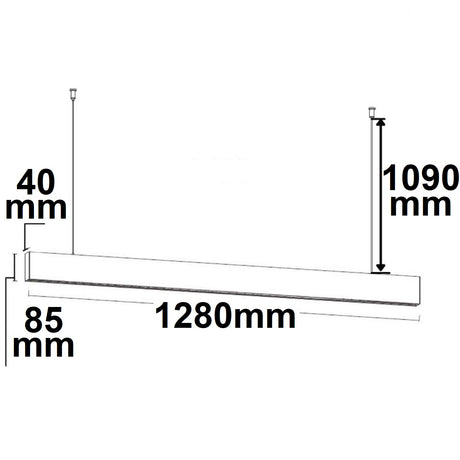 LED Hängeleuchte Raster Up&Down 15 + 32W 8,5x128cm schwarz UGR<6 3000K dimmbar - Beleuchtung