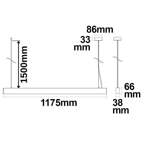 LED Hängeleuchte Raster Up&Down 25 + 25W anreihbar UGR<6 silber 4000K 1-10V dimmbar - Beleuchtung