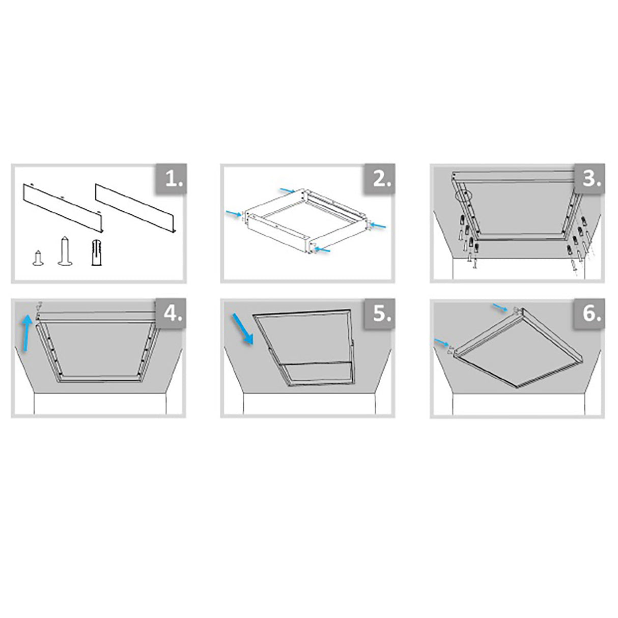 Aufbaurahmen weiß RAL 9016 für LED Panel 600