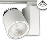 inkl. 3-Phasen EURO Adapter weiss, passiv gekühlt, inkl. variabler Einstellung des Abstrahlwinkels von 30° bis 50°, Maße Leuchtenkopf: 98x120mm,
