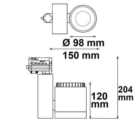 3-Phasen Schienen-Strahler fokussierbar 35W 30°-50° schwarz matt 3000K CRI92 - Beleuchtung