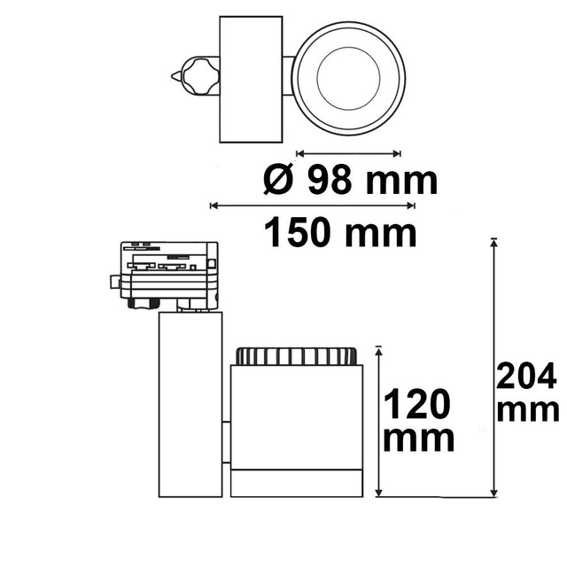 3-Phasen Schienen-Strahler fokussierbar 30W 30°-50° weiß matt 3000K dimmbar - Beleuchtung