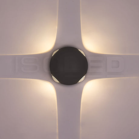 LED Wandleuchte Up&Down 4*1W CREE, IP54, sandschwarz, warmweiß