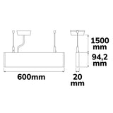 LED Hängeleuchte Linear Up&Down 600 25W prismatisch linear- u. 90° verbindbar weiß warmweiß - Beleuchtung