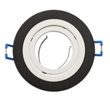 Einbaurahmen rund, Loch 80mm, schwarz + Alu weiß, für GU10/MR16 Spots