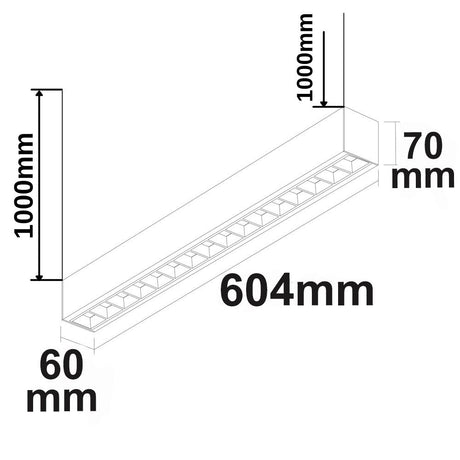 LED Aufbau/Hängeleuchte Linear Raster 20W anreihbar schwarz 3000|3500|4000K inkl.Seil exkl.Kabel - Beleuchtung