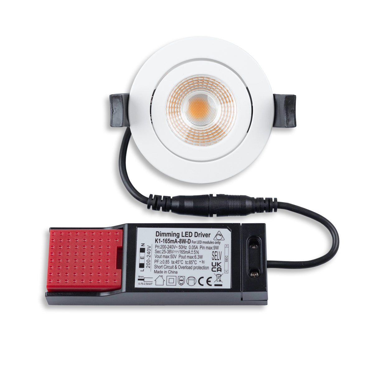LED Einbaustrahler, weiß, 8W, 36°, rund, warmweiß, IP65, dimmbar