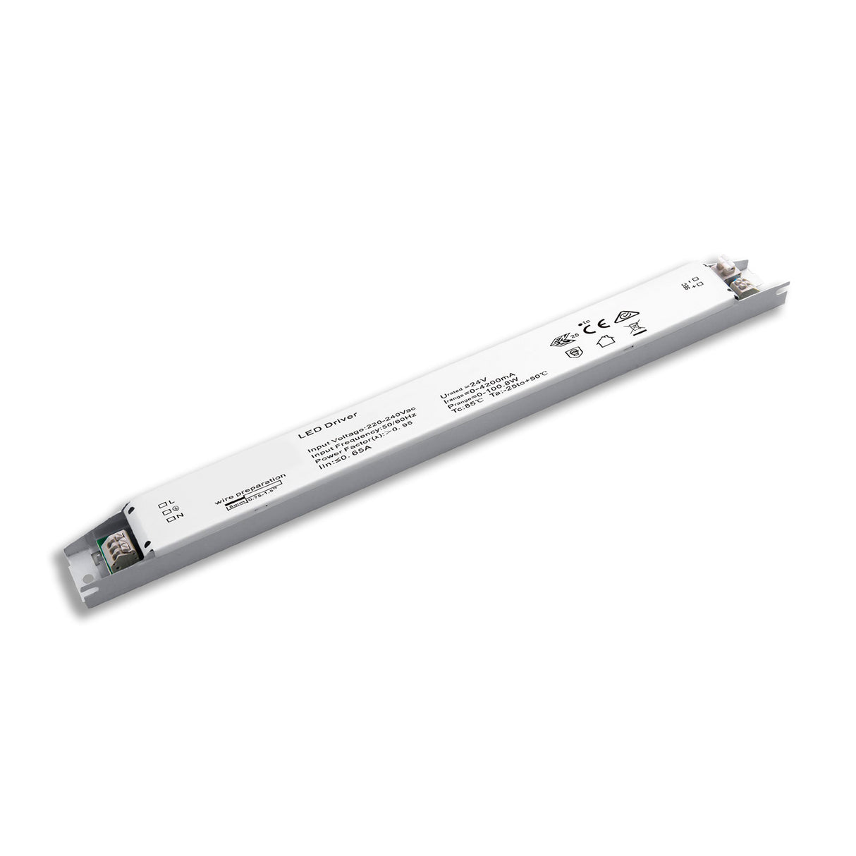 LED Leuchten-Trafo 24V/DC, 0-100W, SELV, flach, schmal