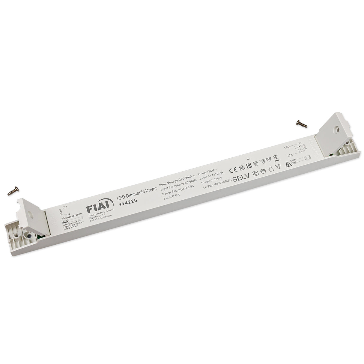 LED PWM-Leuchten-Trafo 24V/DC, 0-100W, 1-10V dimmbar, SELV, flach, schmal